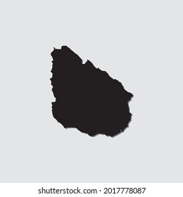 Illustrated Country Shape with Drop Shadow of Uruguay