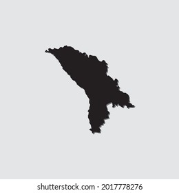 Illustrated Country Shape with Drop Shadow of Moldova