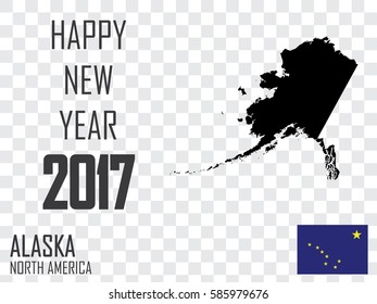 Illustrated Country Shape with the Flag of Alaska