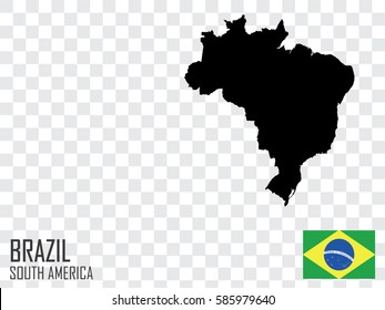 Illustrated Country Shape with the Flag of Brazil