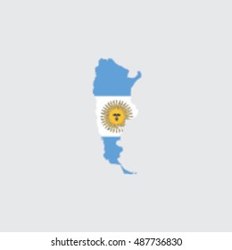 Illustrated Country Shape with the Flag inside of  Argentina
