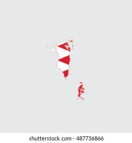 Illustrated Country Shape with the Flag inside of  Bahrain