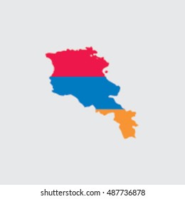 Illustrated Country Shape with the Flag inside of  Armenia
