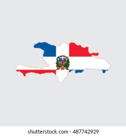 Illustrated Country Shape with the Flag inside of Dominican Republic