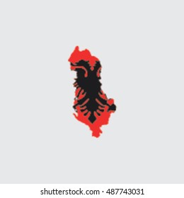Illustrated Country Shape with the Flag inside of  Albania