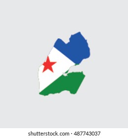 Illustrated Country Shape with the Flag inside of  Djibouti