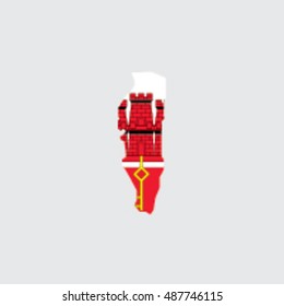 Illustrated Country Shape with the Flag inside of  Gibraltar