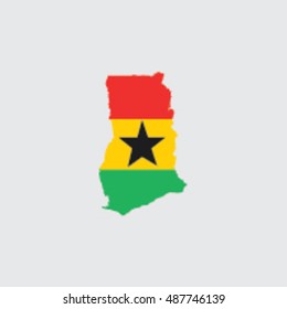 Illustrated Country Shape with the Flag inside of  Ghana