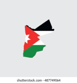 Illustrated Country Shape with the Flag inside of  Jordan