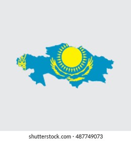 Illustrated Country Shape with the Flag inside of  Kazakhstan