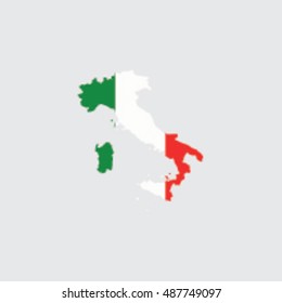 Illustrated Country Shape with the Flag inside of Italy