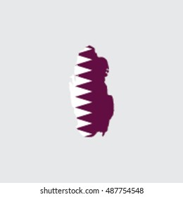 Illustrated Country Shape with the Flag inside of  Qatar