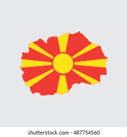 Illustrated Country Shape with the Flag inside of Macedonia