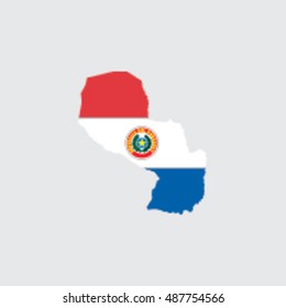 Illustrated Country Shape with the Flag inside of Paraguay