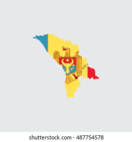 Illustrated Country Shape with the Flag inside of  Moldova