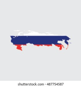 Illustrated Country Shape with the Flag inside of  Russia