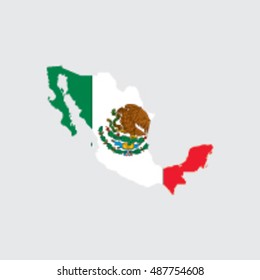 Illustrated Country Shape with the Flag inside of  Mexico