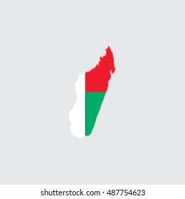 Illustrated Country Shape with the Flag inside of Madagascar