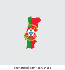 Illustrated Country Shape with the Flag inside of  Portugal