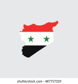 Illustrated Country Shape with the Flag inside of  Syria