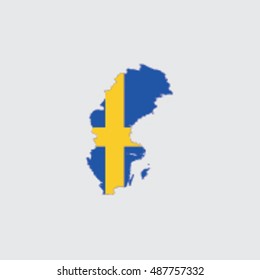 Illustrated Country Shape with the Flag inside of  Sweden