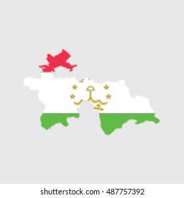 Illustrated Country Shape with the Flag inside of  Tajikistan