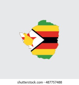 Illustrated Country Shape with the Flag inside of  Zimbabwe