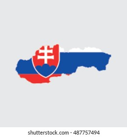 Illustrated Country Shape with the Flag inside of Slovakia