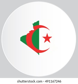 Illustrated Country Shape with the Flag inside of Algeria