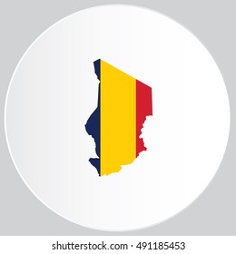 Illustrated Country Shape with the Flag inside of Chad
