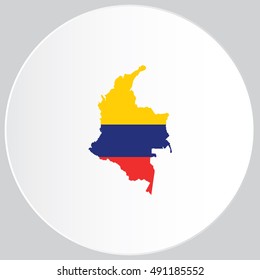 Illustrated Country Shape with the Flag inside of Colombia