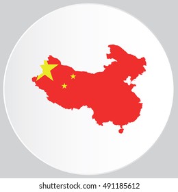 Illustrated Country Shape with the Flag inside of China