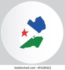 Illustrated Country Shape with the Flag inside of Djibouti