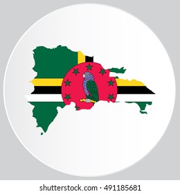 Illustrated Country Shape with the Flag inside of Dominica