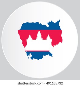 Illustrated Country Shape with the Flag inside of Cambodia