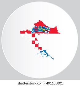 Illustrated Country Shape with the Flag inside of Croatia