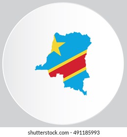 Illustrated Country Shape with the Flag inside of Democratic Republic of Congo