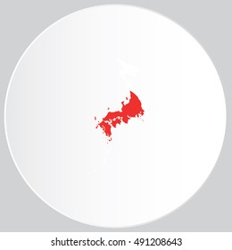 Illustrated Country Shape with the Flag inside of Japan