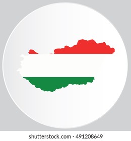 Illustrated Country Shape with the Flag inside of Hungary