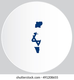 Illustrated Country Shape with the Flag inside of Israel