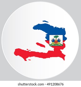 Illustrated Country Shape with the Flag inside of Haiti