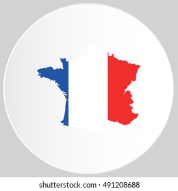 Illustrated Country Shape with the Flag inside of France
