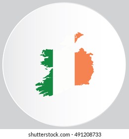 Illustrated Country Shape with the Flag inside of Ireland