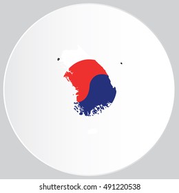 Illustrated Country Shape with the Flag inside of South Korea