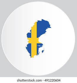 Illustrated Country Shape with the Flag inside of Sweden