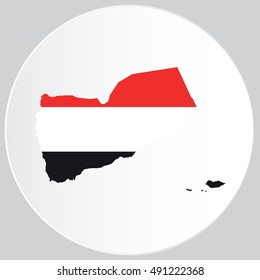 Illustrated Country Shape with the Flag inside of Yemen