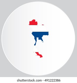 Illustrated Country Shape with the Flag inside of Thailand