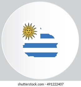 Illustrated Country Shape with the Flag inside of Uruguay