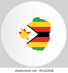 Illustrated Country Shape with the Flag inside of Zimbabwe