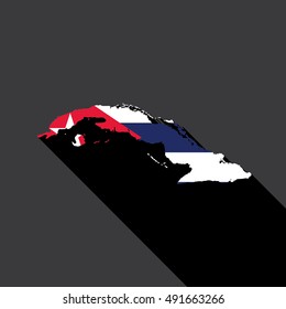 Illustrated Country Shape with the Flag inside of Cuba